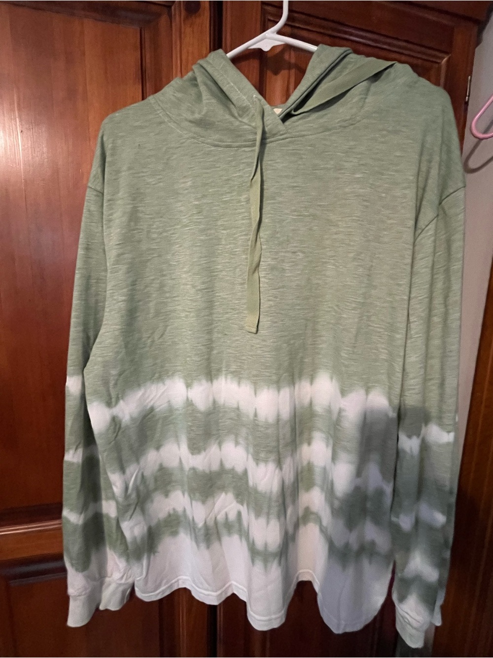 BiBi Light Green and White Tie-Dye Crewneck Hoodie.